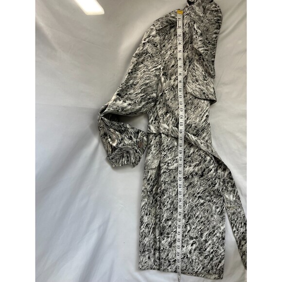 VTG Alberto Makali Floral Quilted Embroidered Trench Coat Jacket 10 Silver White - Picture 10 of 11